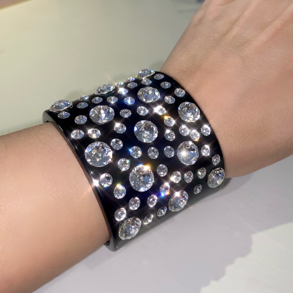 Oversized Black Acrylic Cuff Bracelet, One Of A Kind Handmade Bracelet Cuff